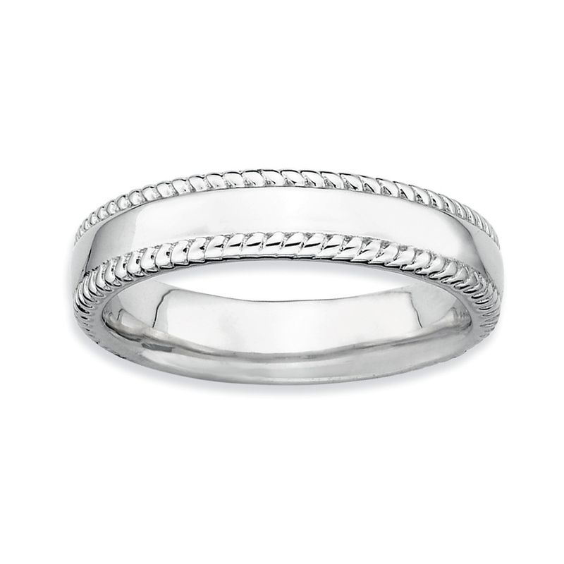 Sterling Silver Stackable Rope Edged 4.25mm Band, Size 6